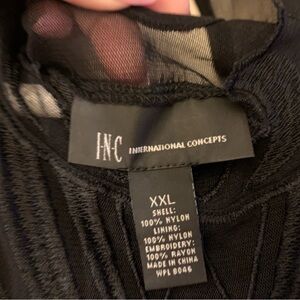 INC International Concepts Black Sheer Mesh Blouse